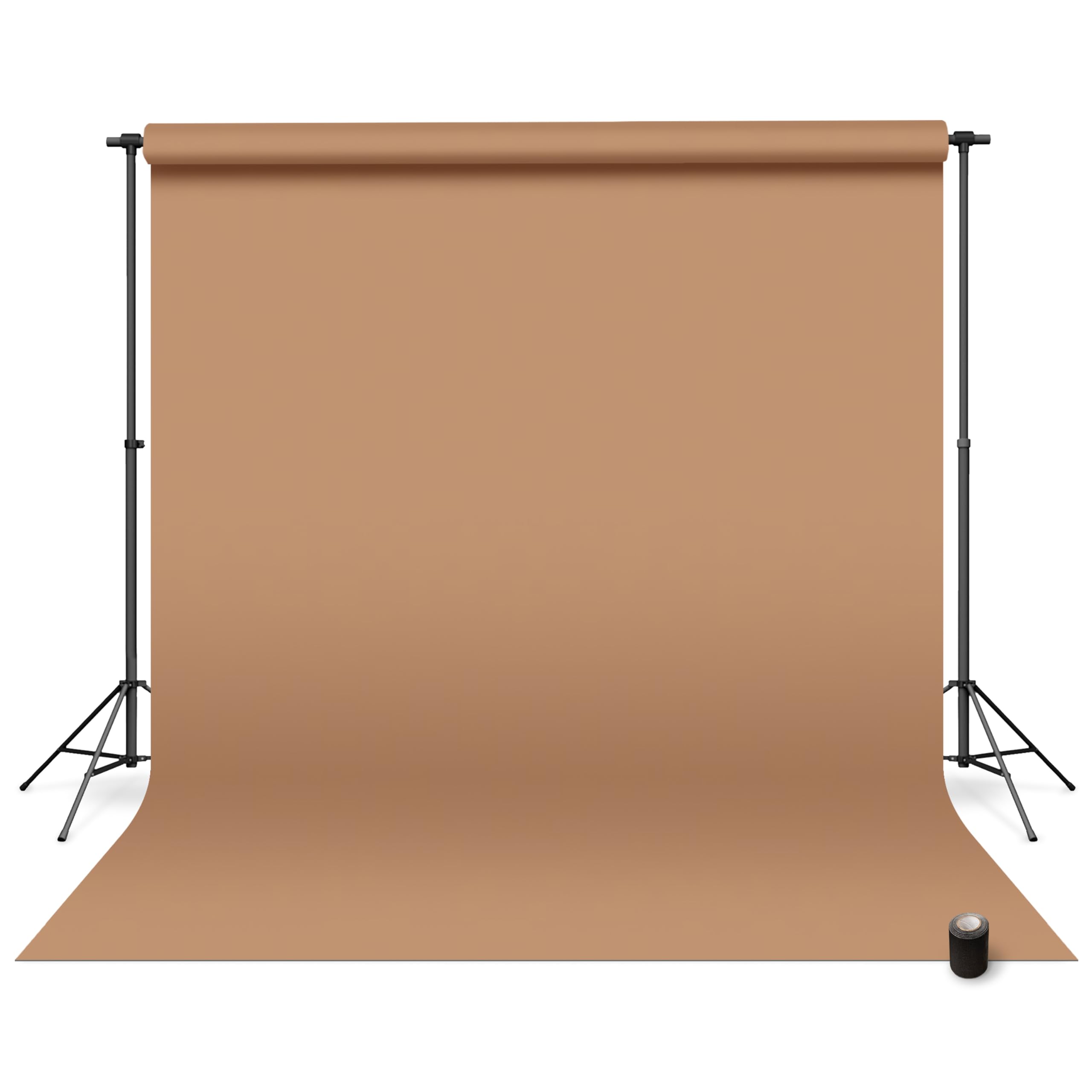 Denny Manufacturing - Seamless Paper Backdrop for Photography, Brown Seamless Paper Roll - Brown Latte (107 in x 36 ft) Includes Free Roll Black