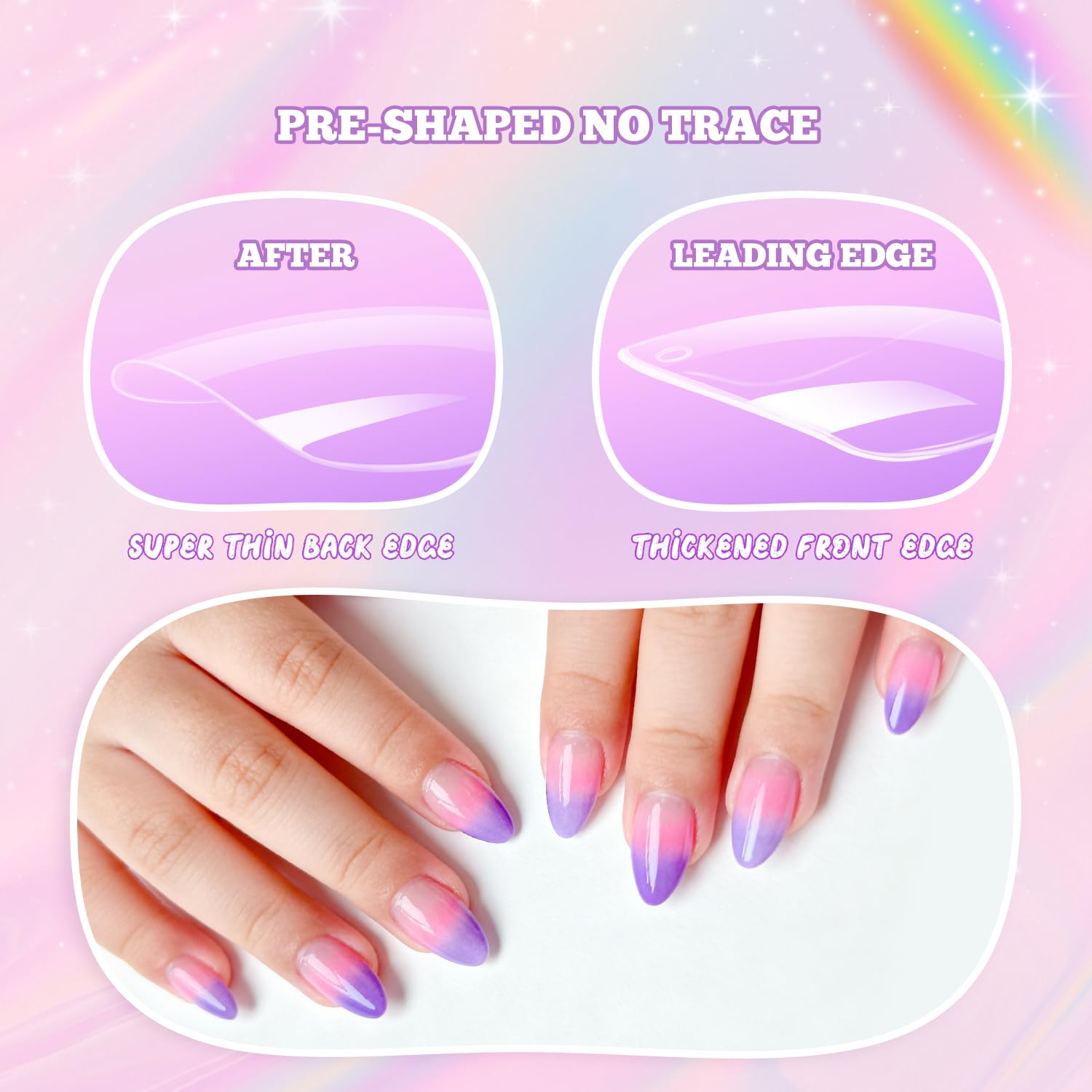 krofaue 240Pcs Almond Kids Nail Tips - 12 Sizes Soft Gel Extra Short Press on Nails for Children Girls Clear Almond Fake Nails for DIY Manicure (9-12 years old)
