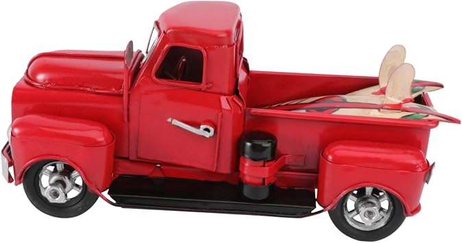 Metal Car Model Decoration Red Vintage Truck Ornaments for Room Decor Style