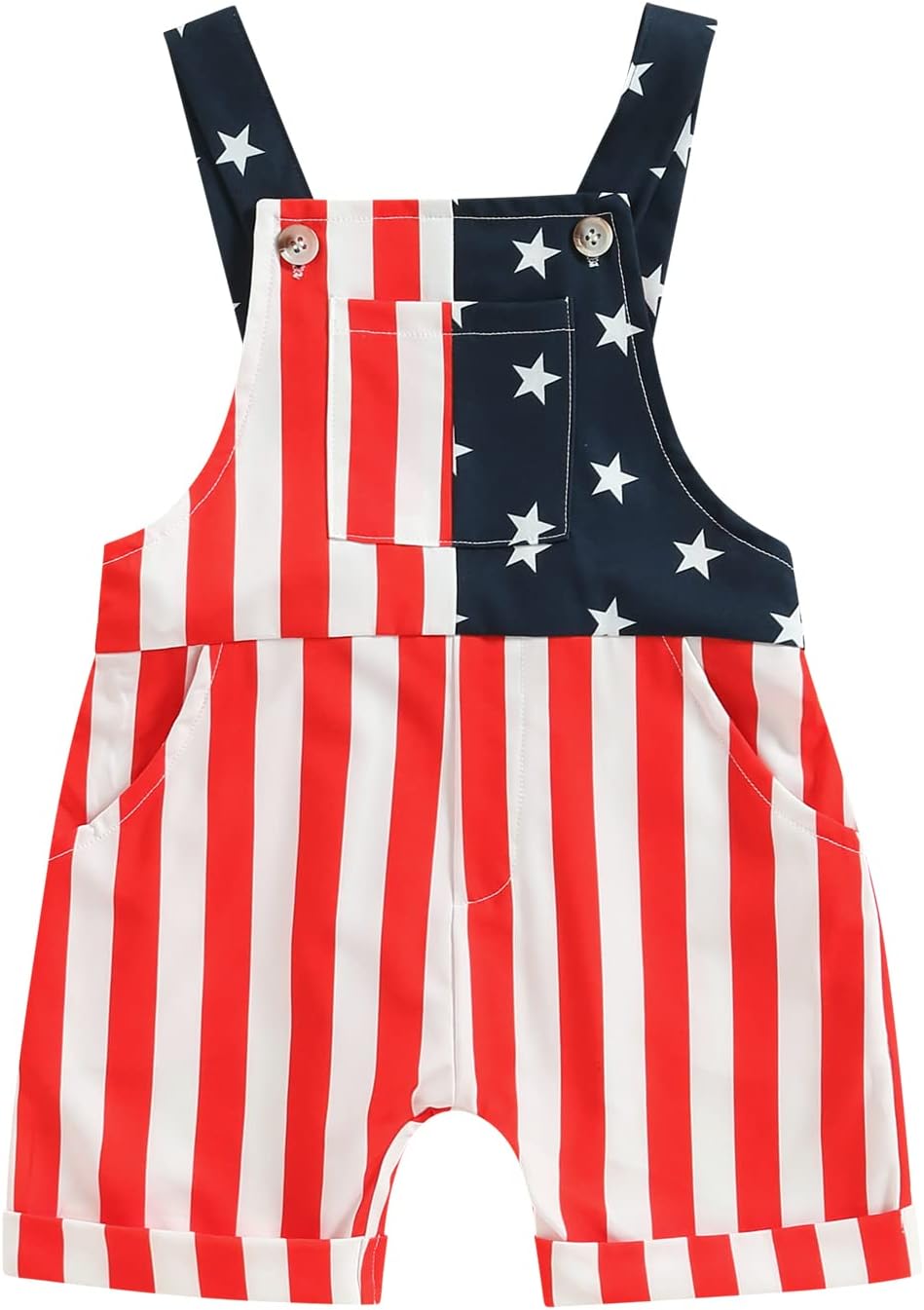 SAYOO Toddler Boy Girl Overalls Fourth of July American Flag Overalls Shorts Kids Summer Suspender Jumpsuit Romper Outfit