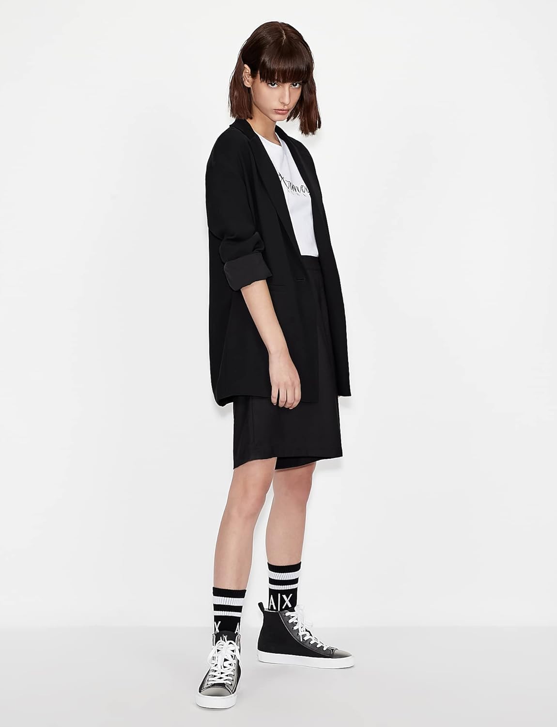 Armani Exchange Womens Short Sleeve Classic Script Logo Scoop Neck Tee - Image 3