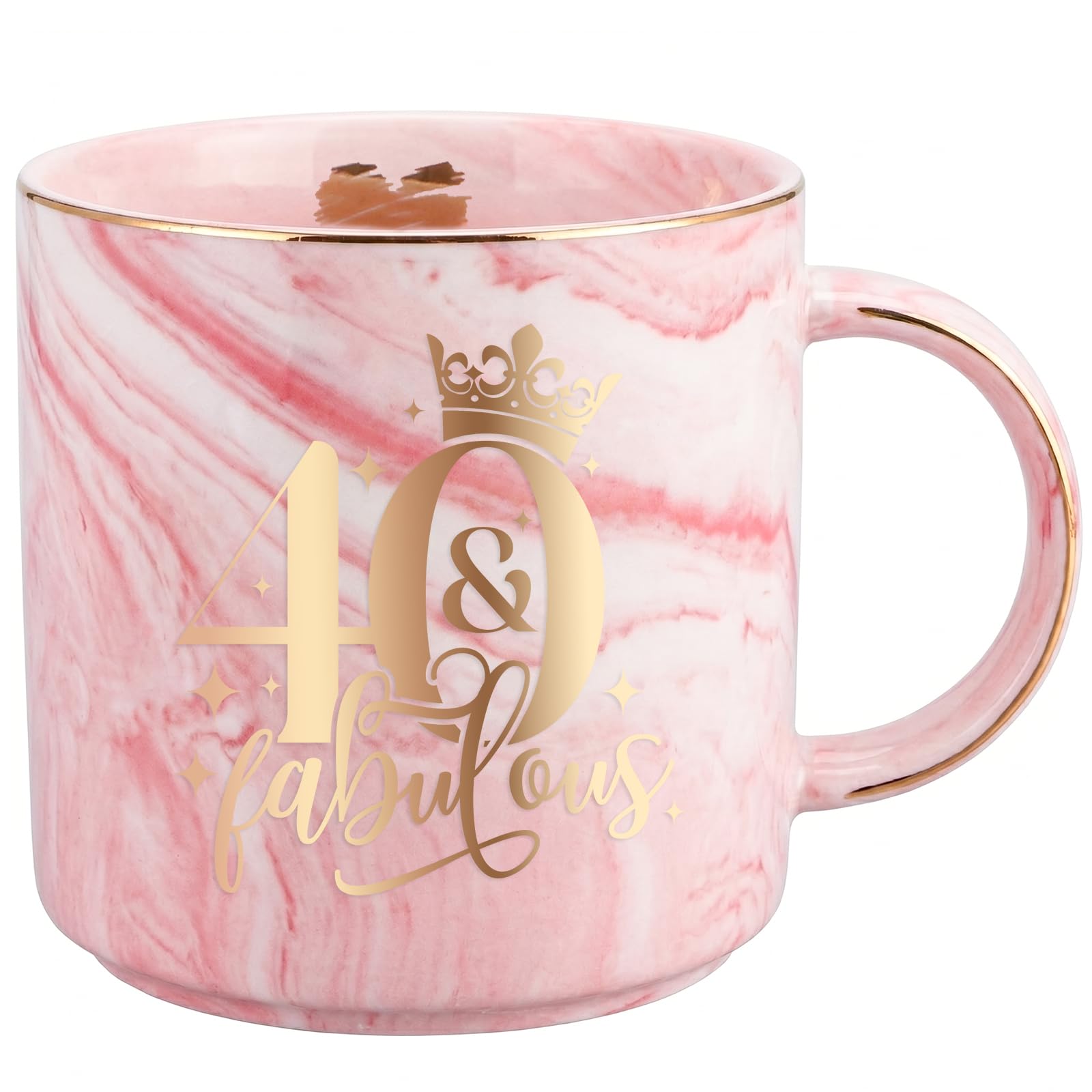 Bliceon 40th Birthday Gifts for Women, Fabulous 40th Birthday Coffee Mug with Card, 11oz Pink Marble Coffee Mug, Funny 40 Year Old Gift for Wife, Mum, Daughter, Sister, Best Friend