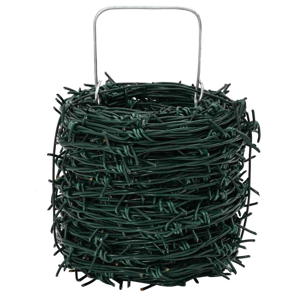 Alambre de púas (100 m, acero galvanizado en caliente), color verde
