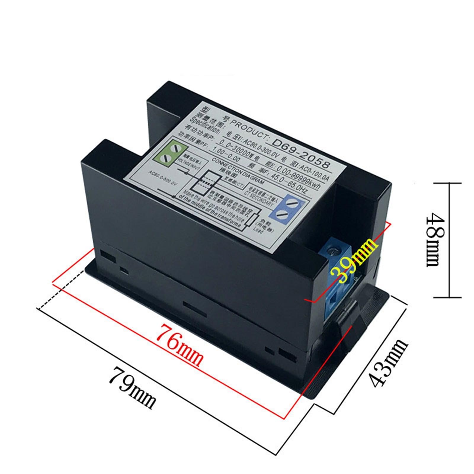 D69-2058 woltomierz prądowy amperomierz współczynnik mocy energia elektryczna częstotliwość metr cyfrowy watomierz LCD Volt AMP 1 sztuka (rozmiar: AC40V-300V)