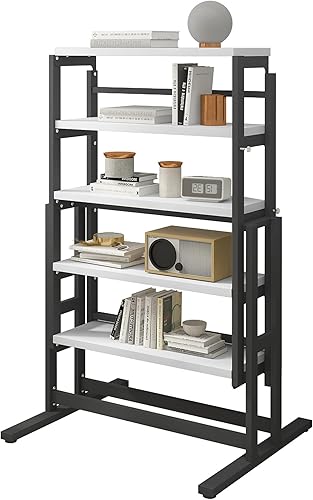 Miniatura 5 de Mesa de comedor convertible multifunción de madera de caoba maciza, estante de mesa de ahorro de espacio con interruptor libre para el hogar y el