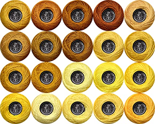 Image of Soft 20 Colors Classic Crochet Thread 20 Pack,100% Cotton (Dark Topaz-728-725)