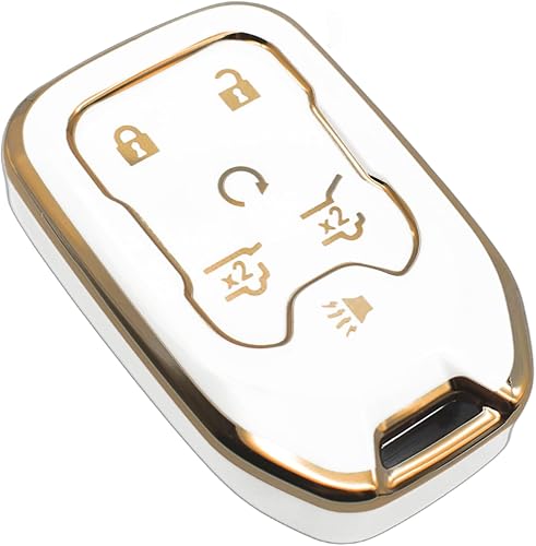 Miniatura 10 de FEYOUN Funda para llavero compatible con Chevy Chevrolet Suburban Tahoe GMC Terrain Yukon Yukon XL Smart 6 botones TPU remoto sin llave, accesorios