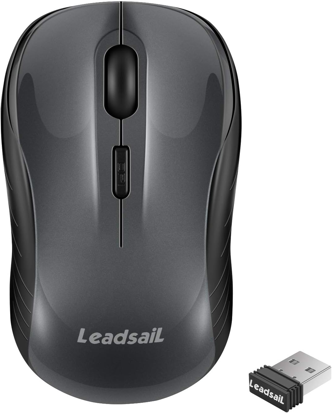 LeadsaiL Wireless Mouse, 2.4Ghz USB Cordless Mouse for Laptop, Compact Silent Mice, 4 Buttons, 3 Adjustable DPI, Ergonomic Optical Mouse for MacOS and Windows Coumpter, Notebook