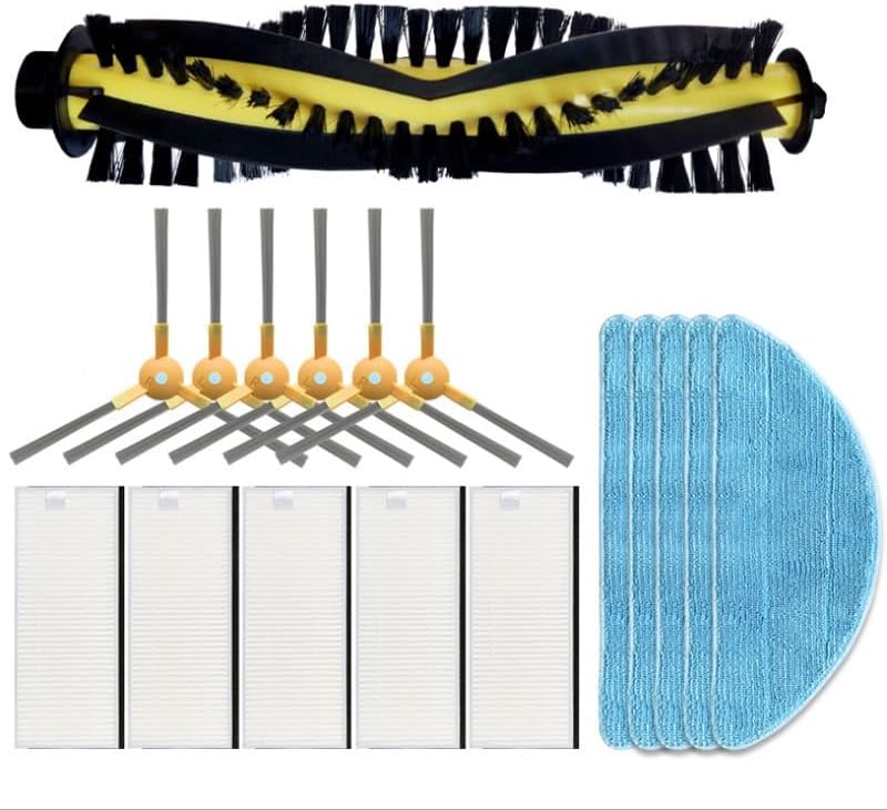 HEPA Filters Compatible with NEATSVOR T8 X500 X520 X600 Pro Robot Vacuum Kit Side Brushes Primary Filter Mops Rag Main Roller Brush (Color : Set5)(Set1)