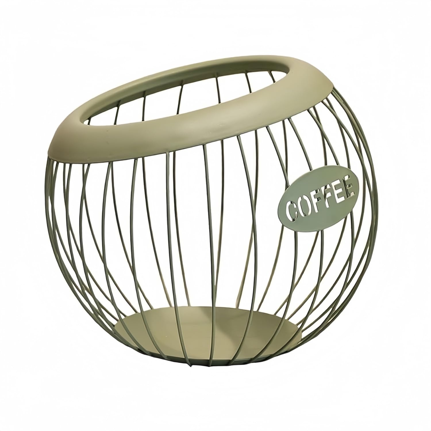 Metal Wire Coffee Pod Holder, Coffee Capsule Basket K Cups Holder Storage Basket Espresso Capsule Organizer Coffee Filter Dispenser for Kitchen Counter and Office Desktop - Green, Without Base