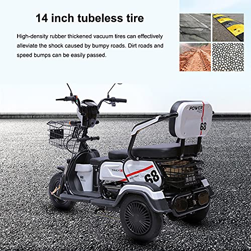 Image of Electric Three-Wheeled Scooter,Heavy-Duty Electric Mobility Scooters for Adults - Elderly Leisure Scooter, 600W High Power, 3 Speed Adjustment, Bearing Capacity 300Kg,Gray