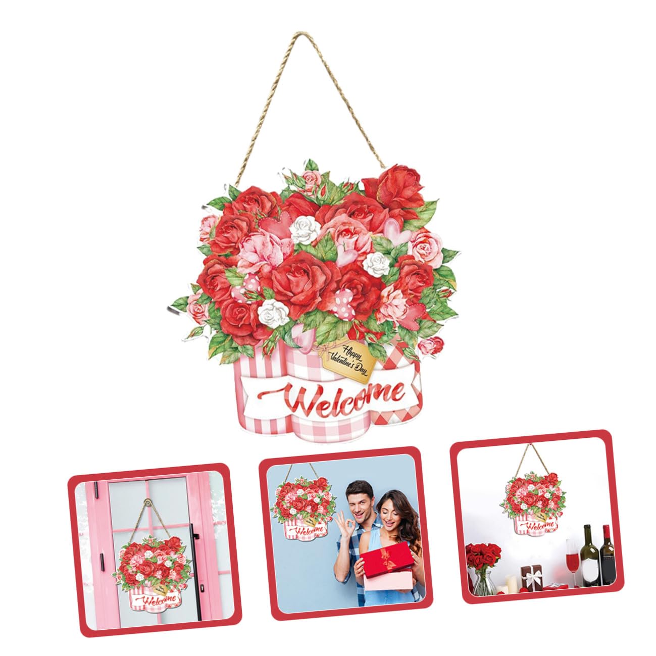 2 Piezas Puerta De Madera Para San Valentín Letreros De Madera Para Colgar Decoración De Pared Para Puerta De Entrada Para Fiesta De San Valentín