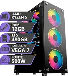 Computador Pc Gamer Cpu Amd Ryzen 5 Memoria 16gb Ssd 480