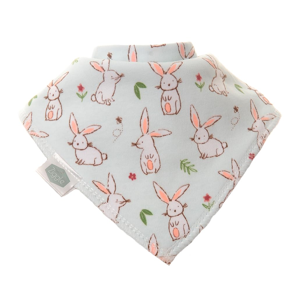 Ziggle - Bandana Dribble Bibs - Cotton Front Baby Bibs Newborn to 24 Months - Newborn Gifts - Baby Bibs For Comfortable Kids - Bunnies - Image 2