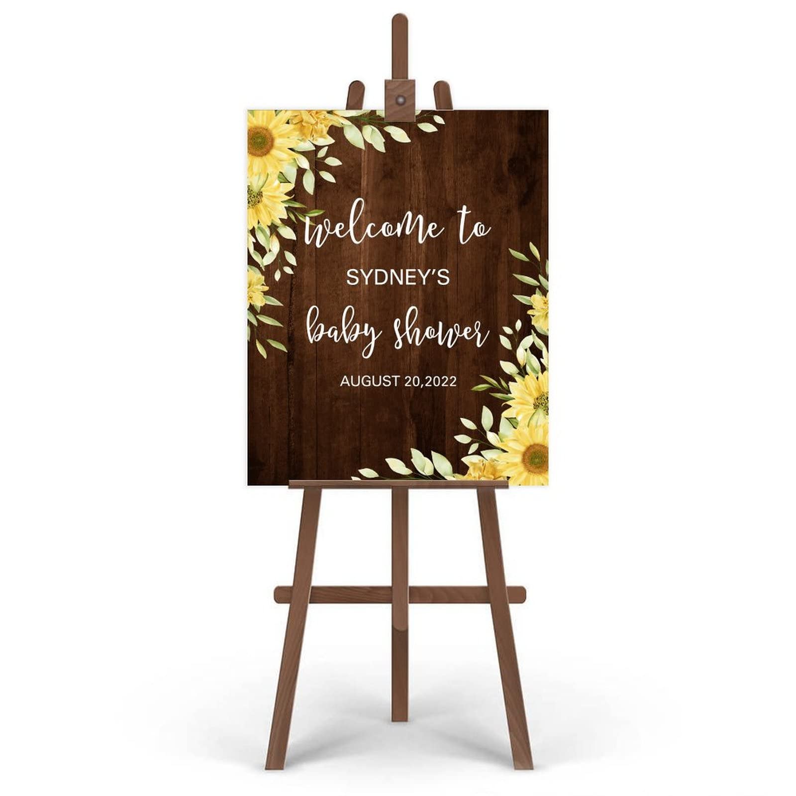 Słoneczniki rustykalny znak powitalny ślub dostosuj znak ceremonii ślubnej dostosowany do Twoich imion i dat ceremonia ślubna znak tablica znaki imprezowe 45 cm x 61 cm