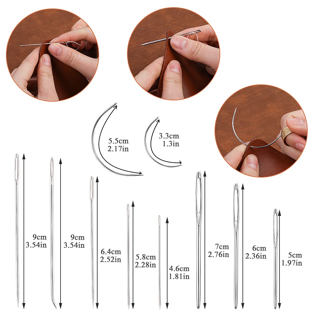 Kit Réparation Cuir - 34 Pièces : Fils, Aiguilles, Poinçons - Débutants Et Pros