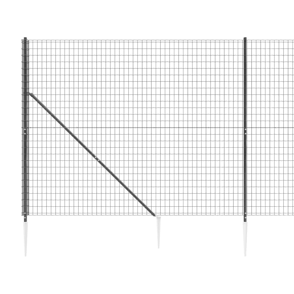 Festnight Malla Metálica Galvanizada con Pinchos de Anclaje Valla Ovejas Ganadera Agrofence Malla de Alambre Valla De Jardín Valla de Salvaje Pesado Valla Forestal 1.4 x 10 m Gris Antracita