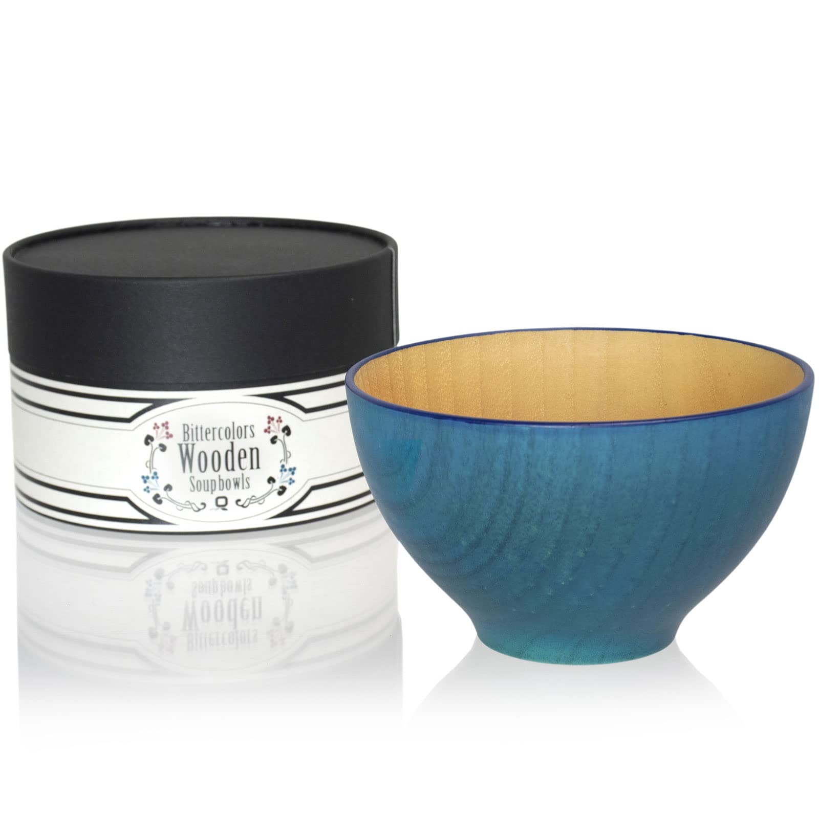 Wooden Soup Bowl Echizen Lacquerware Blue Flower Urethane Coat Gift Box
