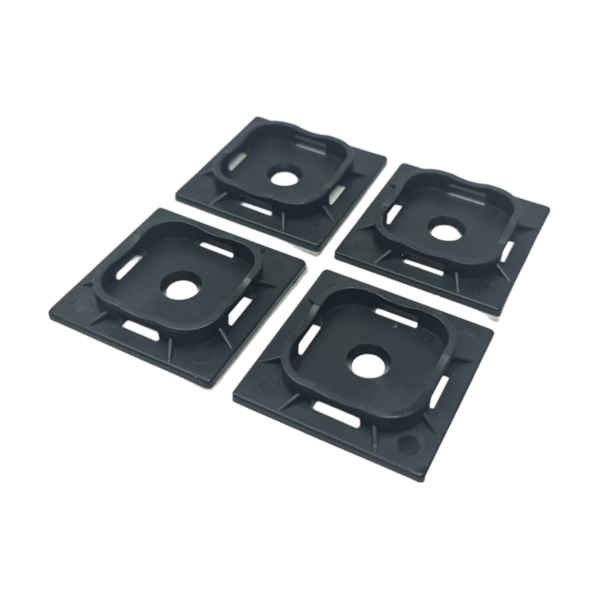 Black Cable Tie Bases - Adhesive Fixing Mounts - 100 Pack 40mm x 40mm