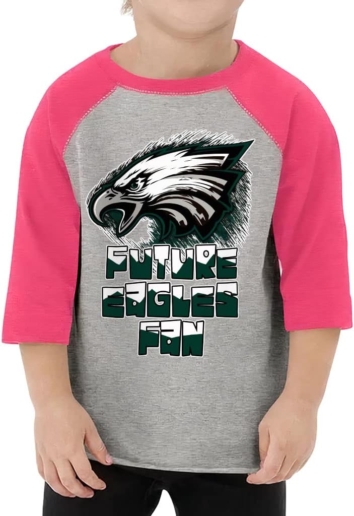Future Eagles Fan Toddler Baseball T-Shirt - Cool Design 3/4 Sleeve T-Shirt - Graphic Kids' Baseball Tee