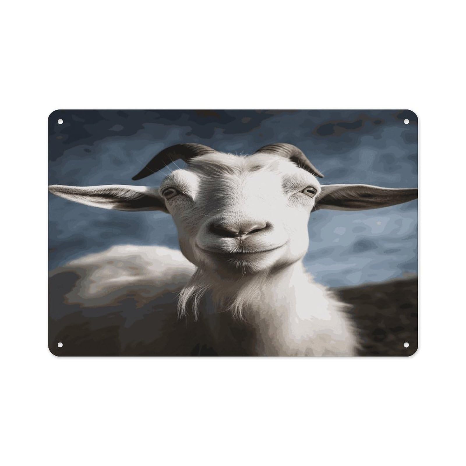 Fekiloot Style Goat Wall Decor-Aluminum Painting,Tin Sign For Vintage Decoration,Wall Sign For Bathroom Living Room Kitchen Home Farm Farmhouse 11.8 * 7.9 Inch