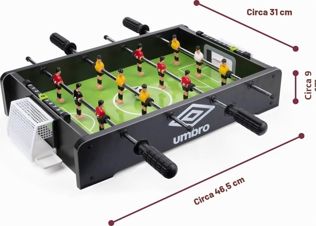 Umbro Calcio balilla – con 12 giocatori – Include 2 palline da calcio – Nero