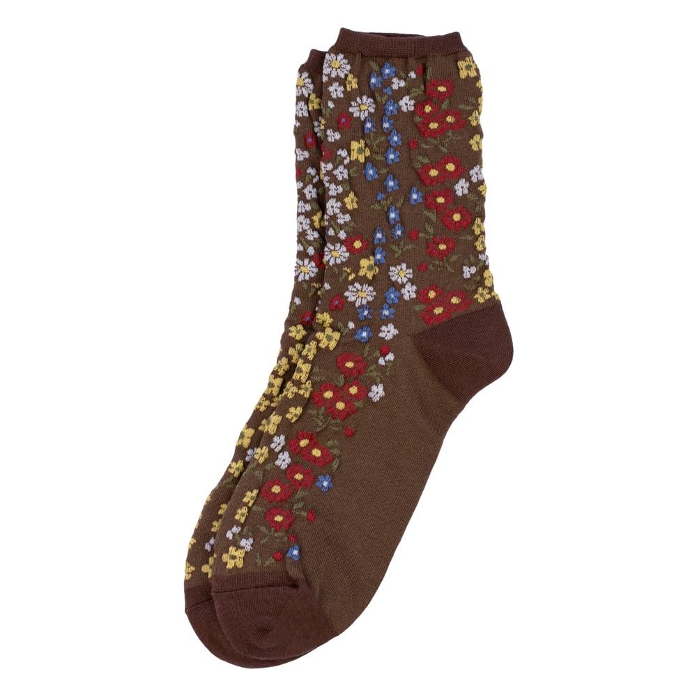 Socks cotton & spandex embossed blooming garden brown by JOE COOL