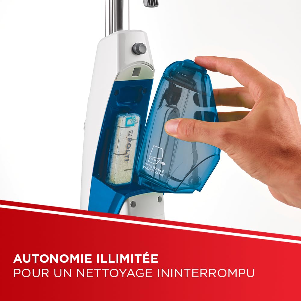 Polti Vaporetto SV460, Balai Vapeur 2-en-1, Nettoyeur Portable 1500 W, 17 Accessoires, Chauffe Rapide 15s, Réservoir Amovible, Filtre Anti-Calcaire