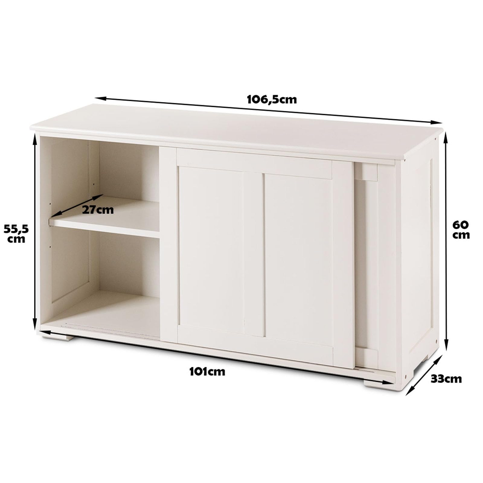 COSTWAY Armadietto da Cucina Mobiletto per Cucina Composto da 2 Porte Scorrevoli Dimensioni: 106,5 x 33 x 60 cm (Crema)