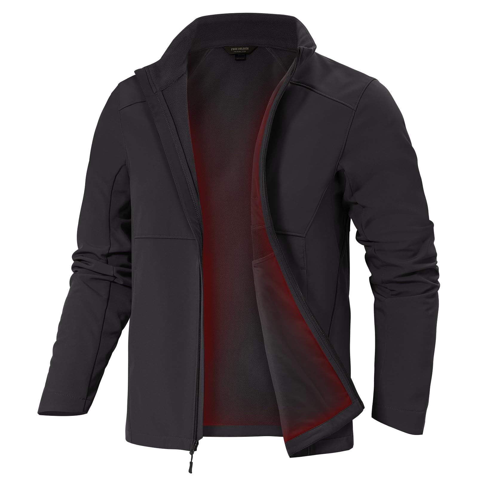 Men's Lightweight Waterproof Windproof Fleece Softshell Jacket | 10K Waterproof,5 Pockets,Warm Insulated,Stand Collar,Full Zip,Windbreaker for Tactical Rain Hiking Work Outdoor Casual Ski