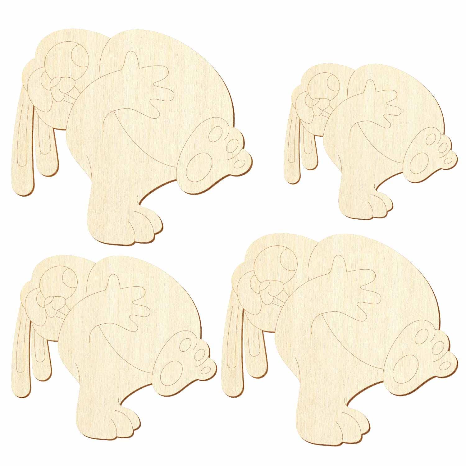 Coniglietto pasquale in legno con uovo, decorazione fai da te, 5-50 cm, confezione da 25 pezzi, larghezza: 15 cm