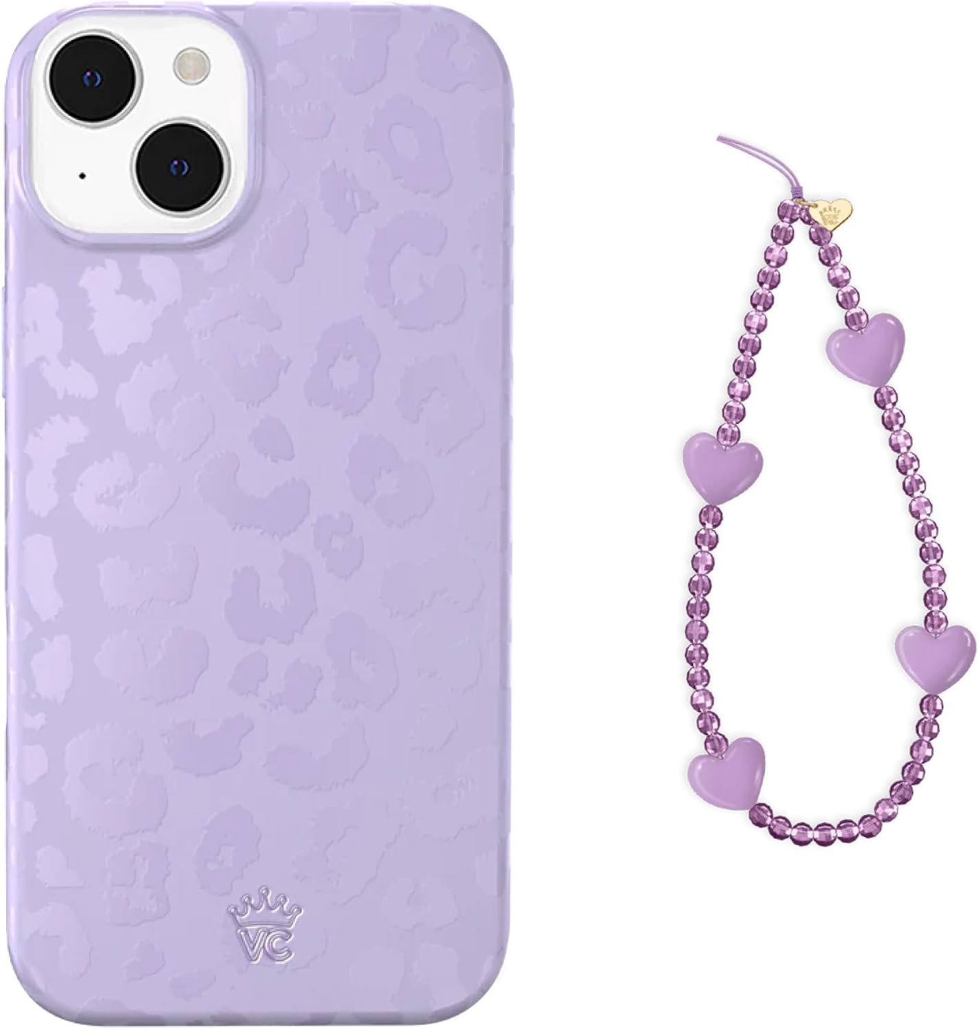 VELVET CAVIAR Phone Charm + iPhone 14 Plus Case (Bundle - Purple Lilac Leopard)
