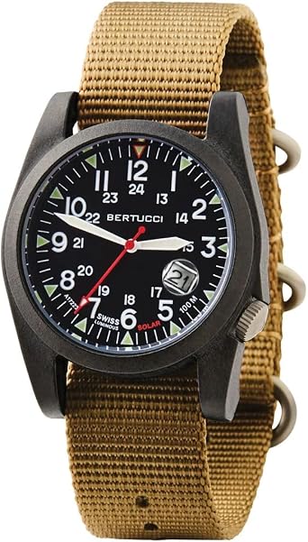 BERTUCCI A-3PS Solar Field Watch | Optic White Dial/Black Case | Nylon Band