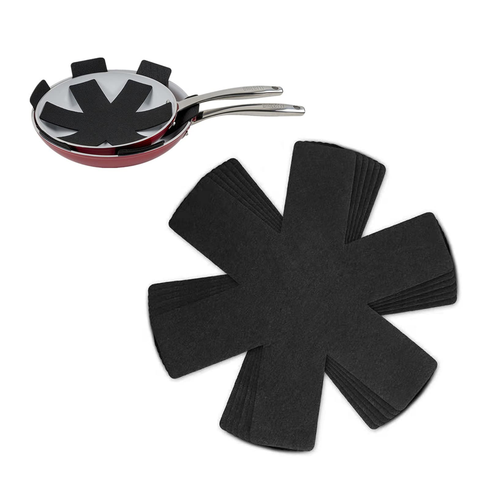 Separadores de ollas y sartenes, Protector de sartenes para Evitar arañazos - Juego de 8 Protectores de ollas para apilar, sartenes, cacerolas, sartenes de gres, Wok 38cm