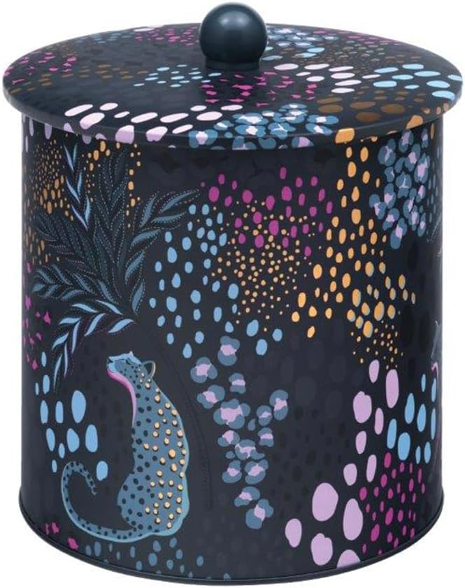 Sara Miller Midnight Leopard Biscuit Barrel 170(d) x 173mm