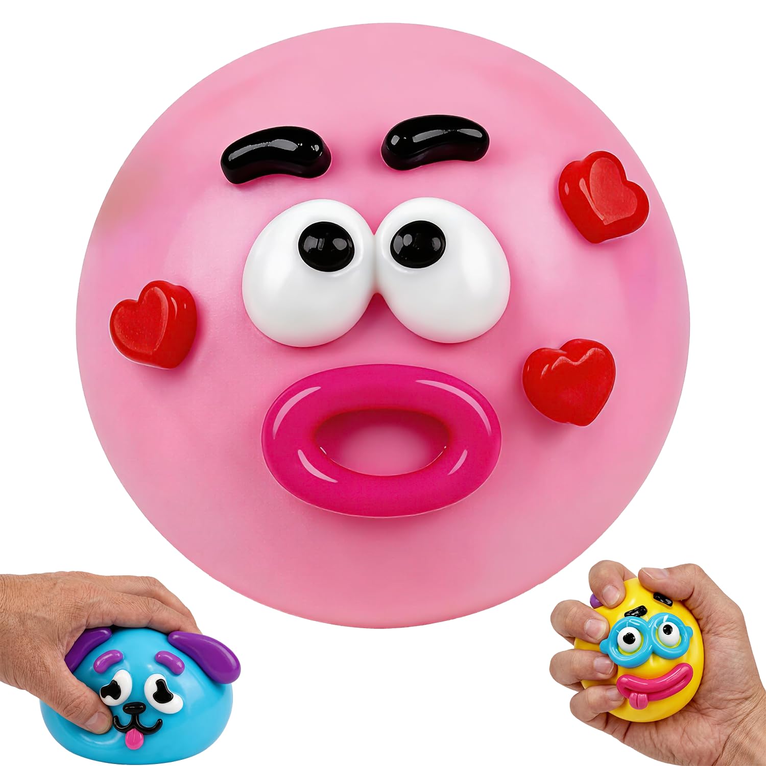 DIY Face Smushers Squishy Toy, Curiosities Dog Face Squishy Cute Slow Rise Relaxing Sensory Fidget Relief for Anxiety Relief（Pink）