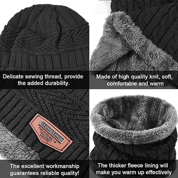 La Mejor Selección de Set de bufanda, gorro y guantes para Hombre favoritos de las personas. 8 Imagen adicional