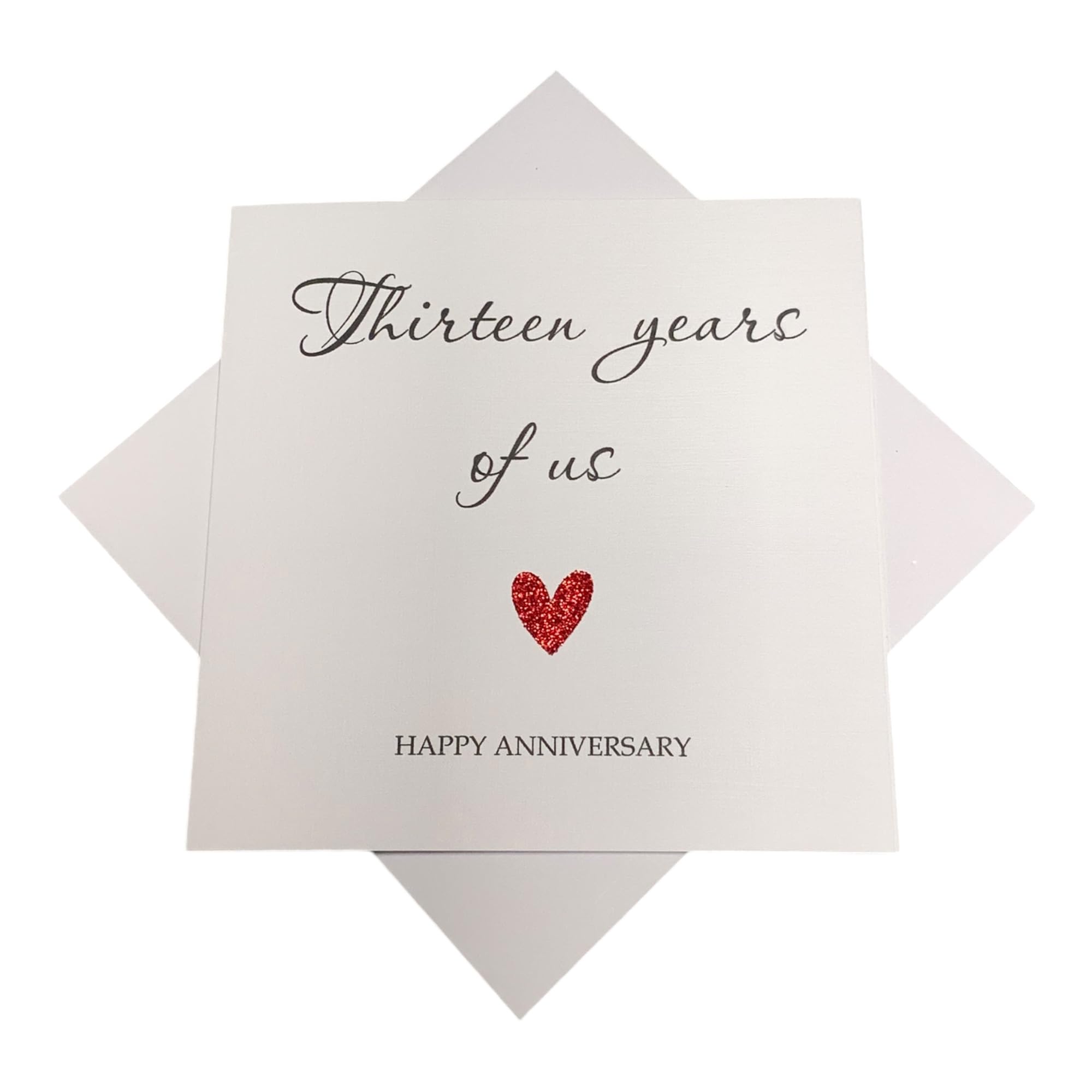 13th Wedding Anniversary Card - Lace 13 Year Thirteenth Personalised Gift for Wife Husband Boyfriend Girlfriend Partner - Choose Glitter Heart - Various Designs (Year Of Us)