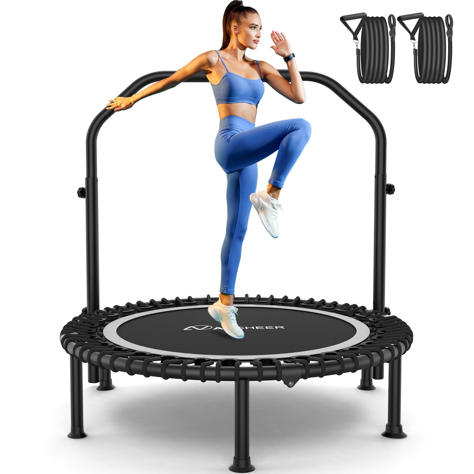 ANCHEER Fitness Trampoline,40"/48" Bungee Rebounder with Adjustable Handle