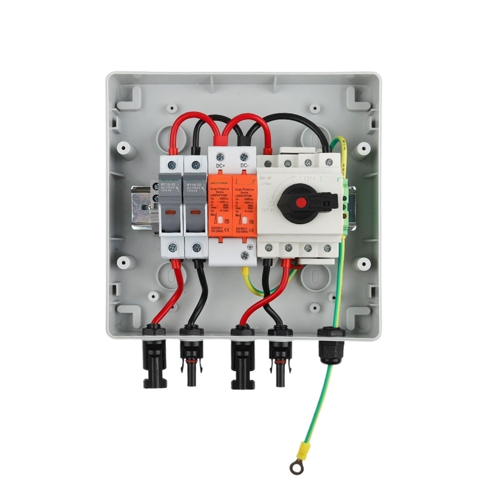 Quadro combinatore fotovoltaico solare CC 1000 V 1 ingresso 1 uscita con protezione da sovratensioni e fulmini Fusibile CC MCB SPD Scatola impermeabile IP65