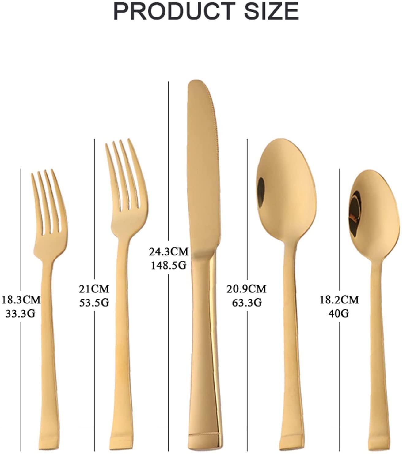 Besteck-Set 5/20/30-teiliges Luxus-Gold-Edelstahl-Besteck-Sets Messer-Gabel-Löffel-gemischte Besteck-Sets Party-Western-Food-Besteck-Set Küche-Geschirr-Geschirr-Sets (B Long Hnadle)