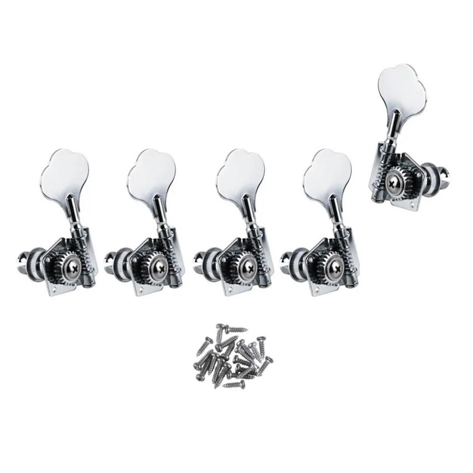 Gitarren Saiten Stimmwirbel Stimmgerät 5 Stücke Vintage Open Bass Mechaniken 4L 1R Tuning Pegs Schlüssel Chrom Für 5 Saiten Bass Gitarre
