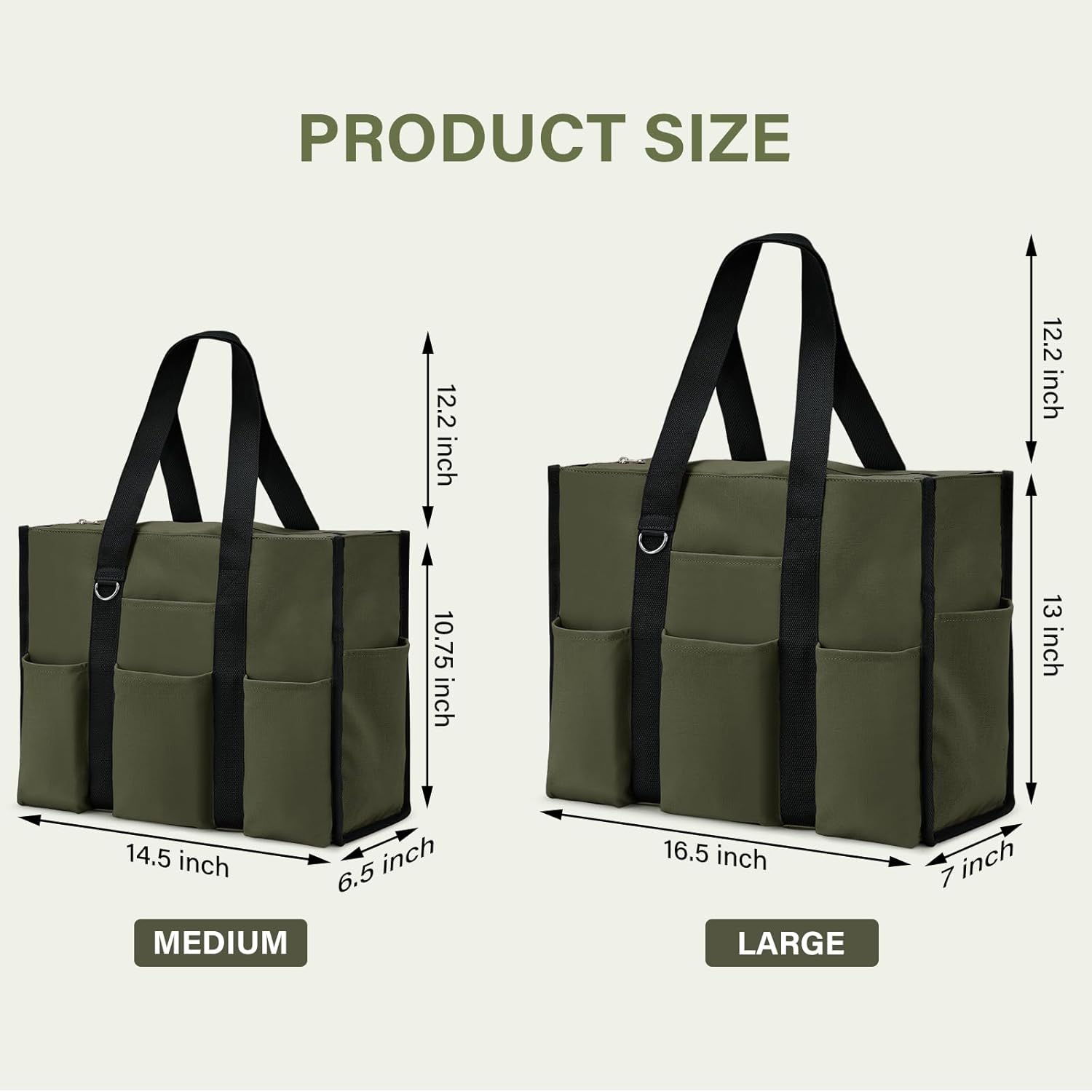 Becokan Large Tote Bag for Women Waterproof with 12 Pockets Top Zipper Closure Utility Teacher Nurse Bags for Work School - Image 5
