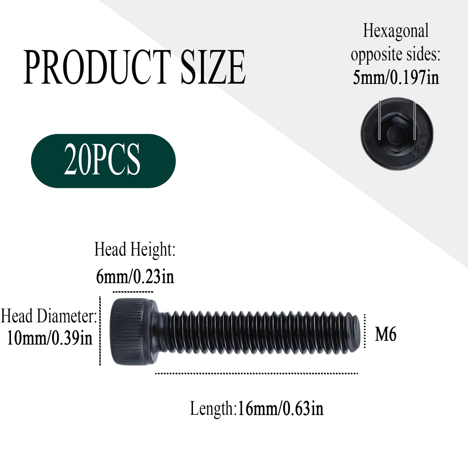 20pcs Black Socket Cap Head Screws - Image 2