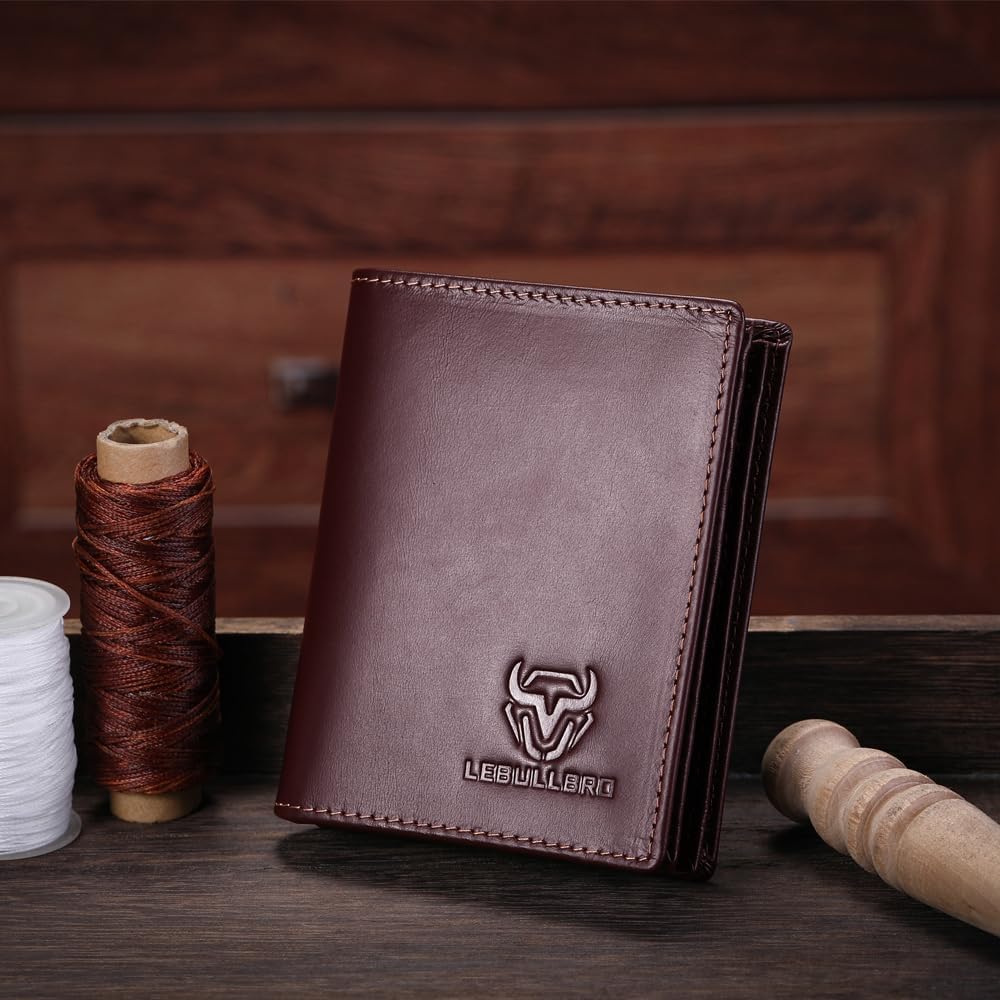 Genuine Leather Bifold Wallet RFID Blocking Wallet Large Capacity Purse Credit Card Holder for Men with 15 Card Slots (Coffee) - Image 2