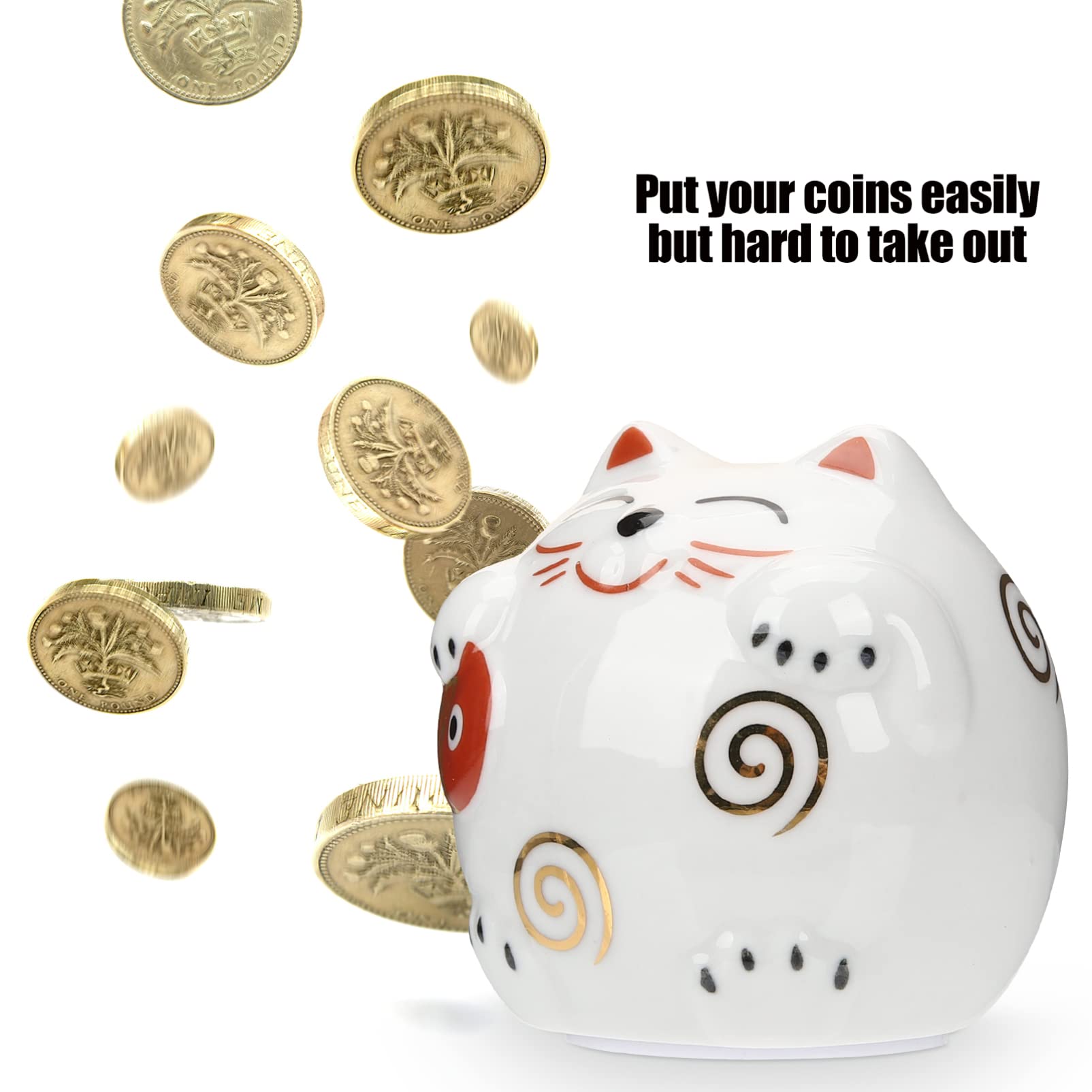 VICASKY 4stücke Ceramic Piggy Bank Maneki Neko Statue Glückskatze Ornamente Für Zuhause Büro Praktische Spardose Mit Verarbeitung Japanische Dekoration Für Katzenliebhaber