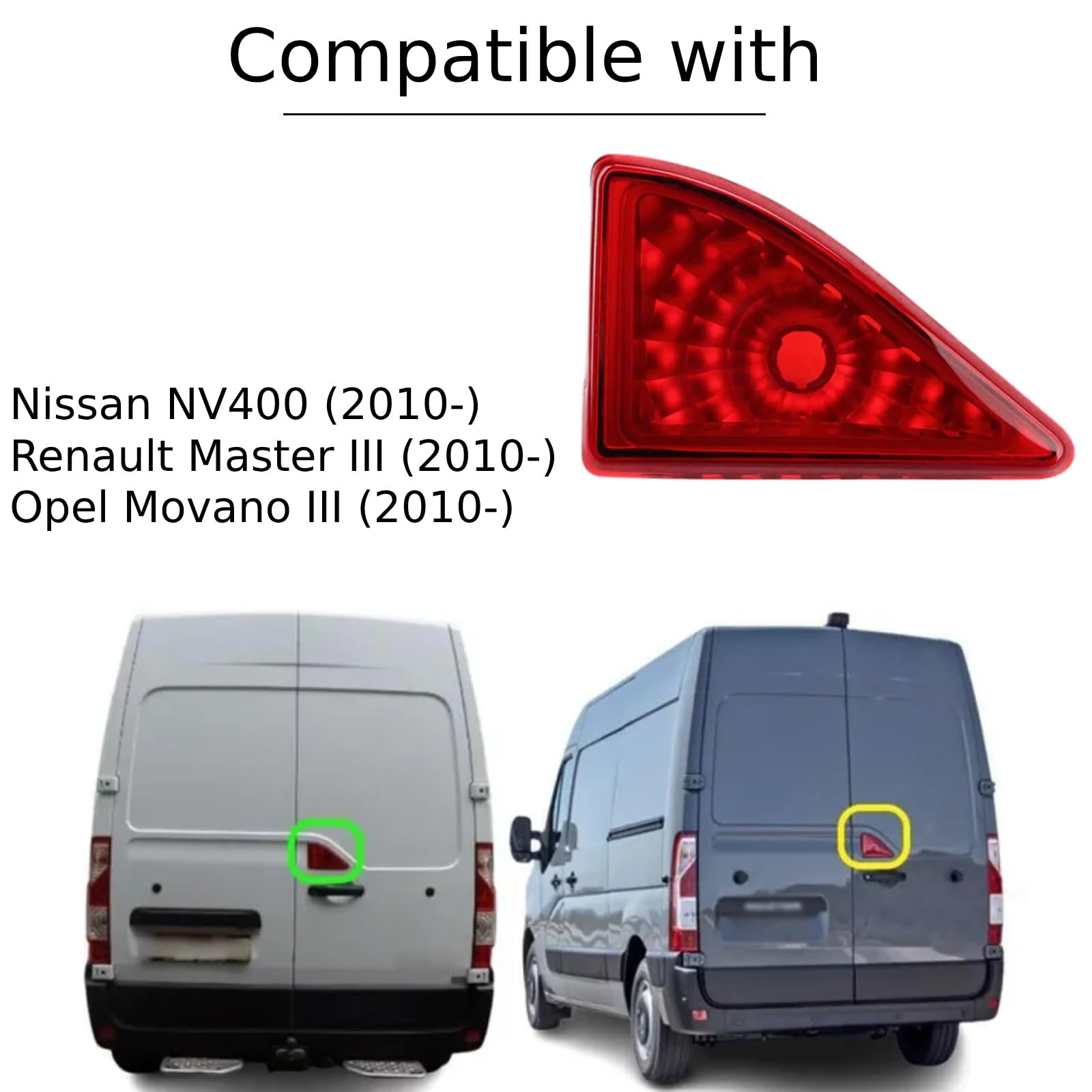 Twowinds - Terza Luce di Freno 265900021R Compatibile con Renault Master 3, Opel Movano 3, Nissan NV400 (dal 2010) - 4419392 - Luce Stop Centrale