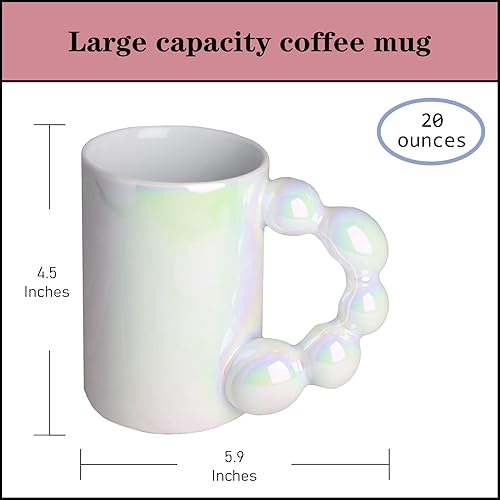 Miniatura 3 de YITETTTI Taza de café de cerámica, taza de café grande de 20 onzas para la oficina y el hogar, taza plateada, para té con leche, día conmemorativo,