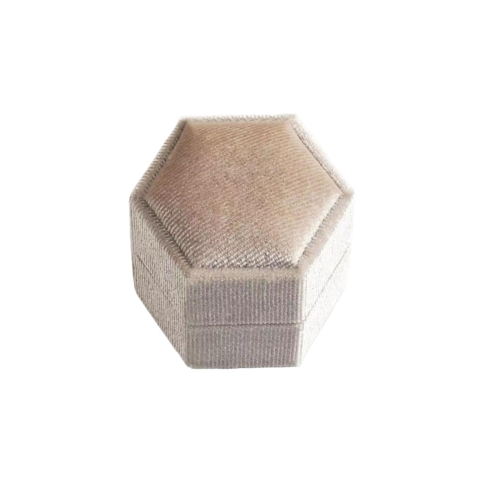 WWYYZAYC Person Ring Box For Wedding Proposal Bearer Engagement Double Slots Hexagon Holder Anniversary(Color5,White text)