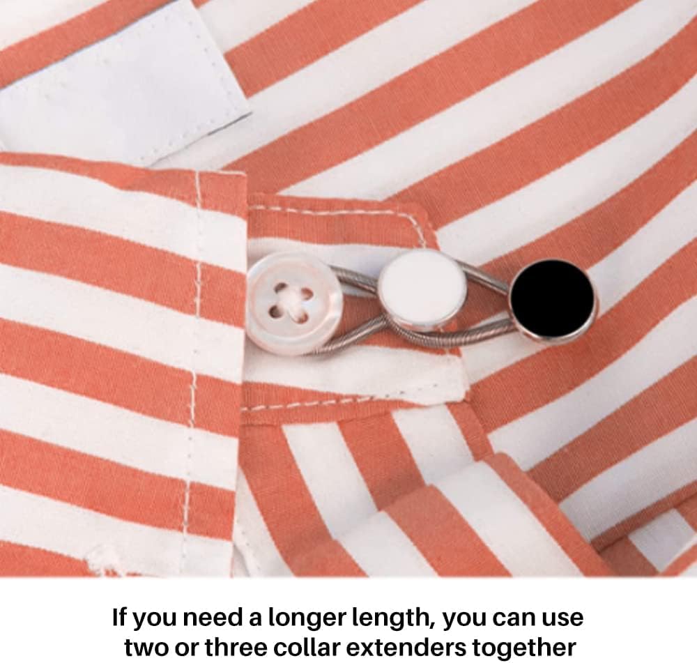FYCAN 6pcs Collar Extender Buttons, Collar Extenders Elastic Metal Button Extender Neck for Shirt Dress Extenders For Men Women for Mens Dress Shirts Suits Trouser, Coat, Shirts (Black, White, Silver) 3